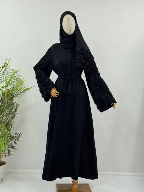 طقم نسائي محتشم من قطعتين (عباية + شال) G5707