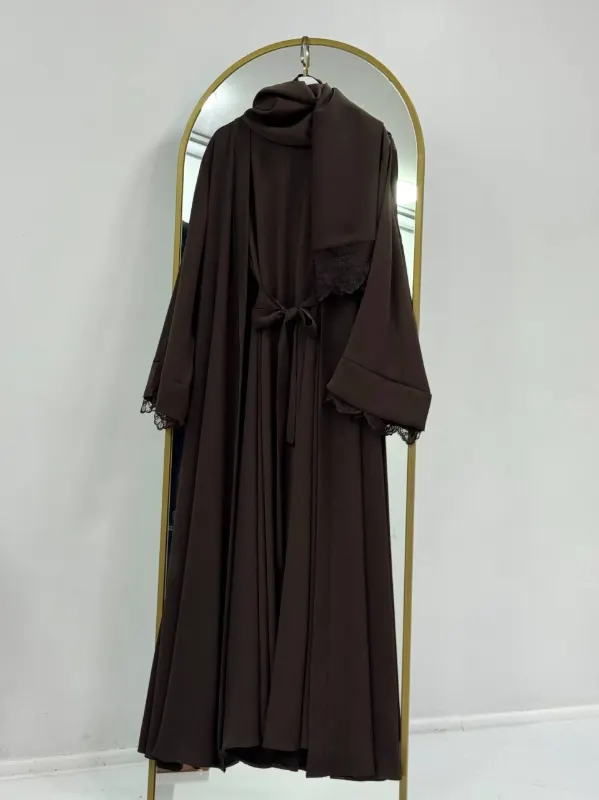 طقم نسائي محتشم من قطعتين (عباية + شال) G5791