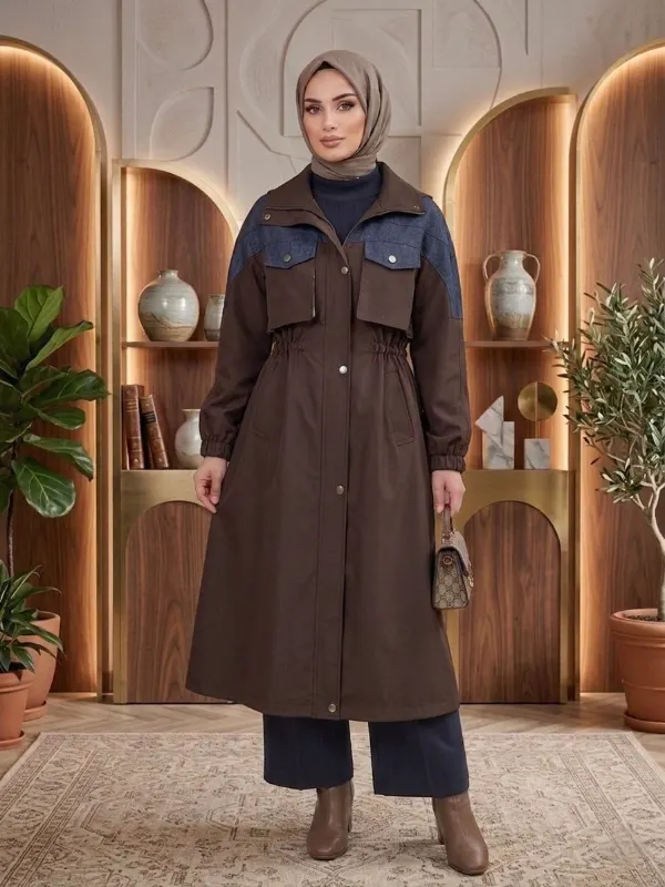 معطف نسائي بتفاصيل جينز G4858